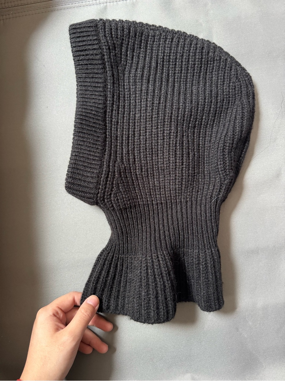 Lemaire Black Ribbed Knit Balaclava Hood